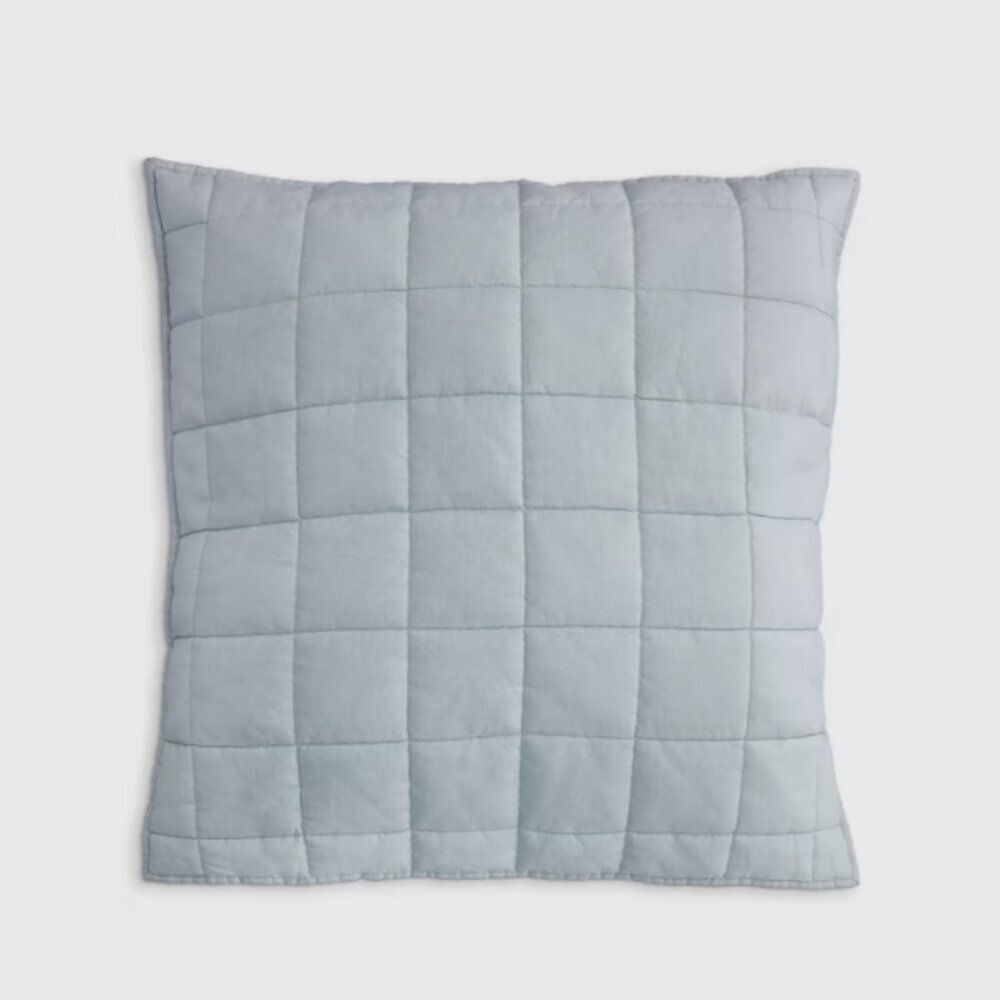 NWOT QUINCE Belgian European Linen Quilted Euro Sham Mist OEKO-TEX 5⭐'s (Q12)